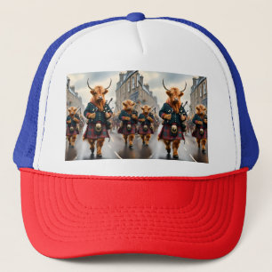 Highland Harmony: Bagpipe Highland Cow Band Keps