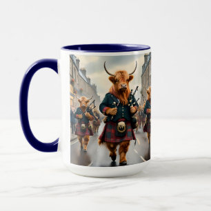 Highland Harmony: Bagpipe Highland Cow Band Mugg