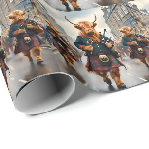 Highland Harmony: Bagpipe Highland Cow Band Presentpapper