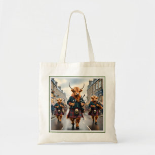 Highland Harmony: Bagpipe Highland Cow Band Tygkasse