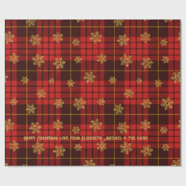 Highland Hearth-rutigt guld snöflinga Personligt Presentpapper
