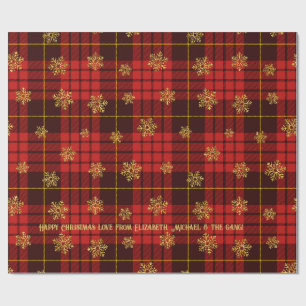 Highland Hearth-rutigt guld snöflinga Personligt Presentpapper
