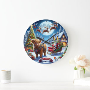 Highland Helgdag Delivery Santa's Cow-jul Stor Klocka