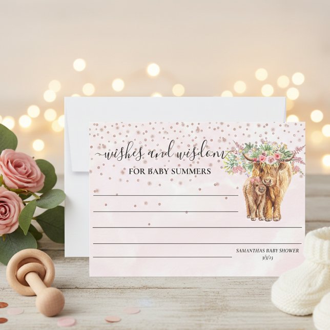 Highland ko Rosa Baby Shower Önskemål Wisdom Inbjudningar (Skapare uppladdad)