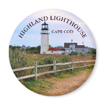 Highland Lighthouse, Massachusetts Round Magnet