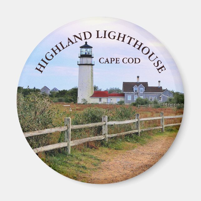 Highland Lighthouse, Massachusetts Round Magnet (Framsidan)