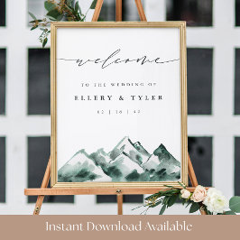 Highland | Mountain Bröllops Skrivbar Välkomstskyl Poster