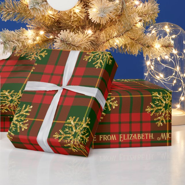 Highland Noel-rutigt guld snöflinga Personlig Presentpapper (Helgdagar)