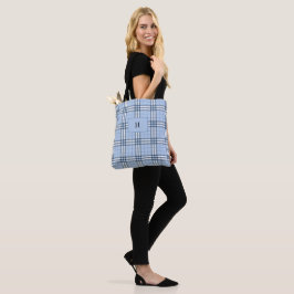 Highland Plaid Blue Monogrammed Tygkasse