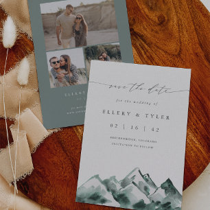Highland Rustic Minimal Mountain Bröllop Spara Datumet