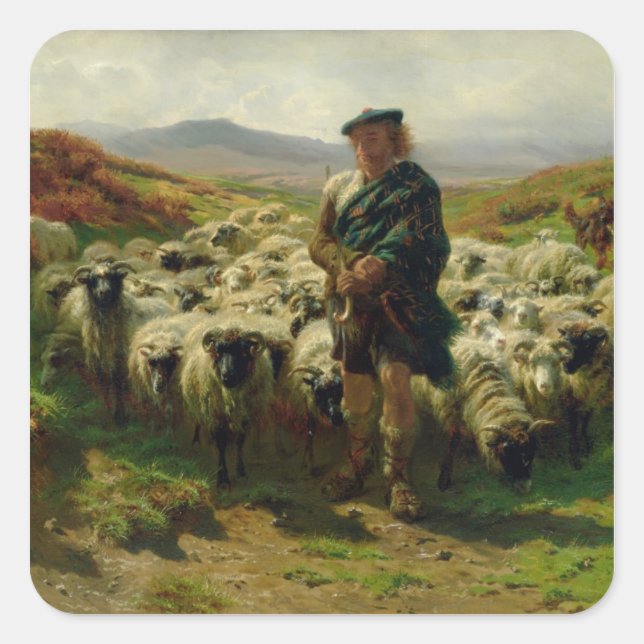 Highland Shepherd, 1859 Fyrkantigt Klistermärke (Framsida)