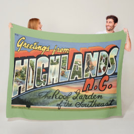 Highlands NC Retro Postcard Fleece Kast