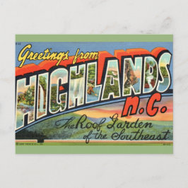 Highlands NC Retro Postkort Vykort
