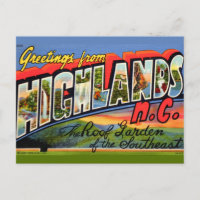 Highlands NC Retro Postkort