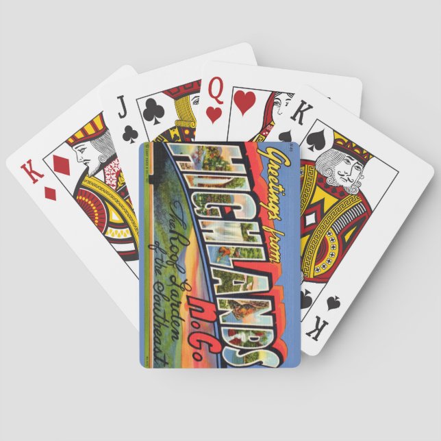 Highlands NC Retro Postkortspelkort Casinokort (Baksidan)