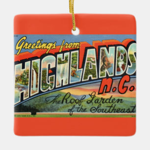 Highlands NC vykort prydnad Julgransprydnad Keramik