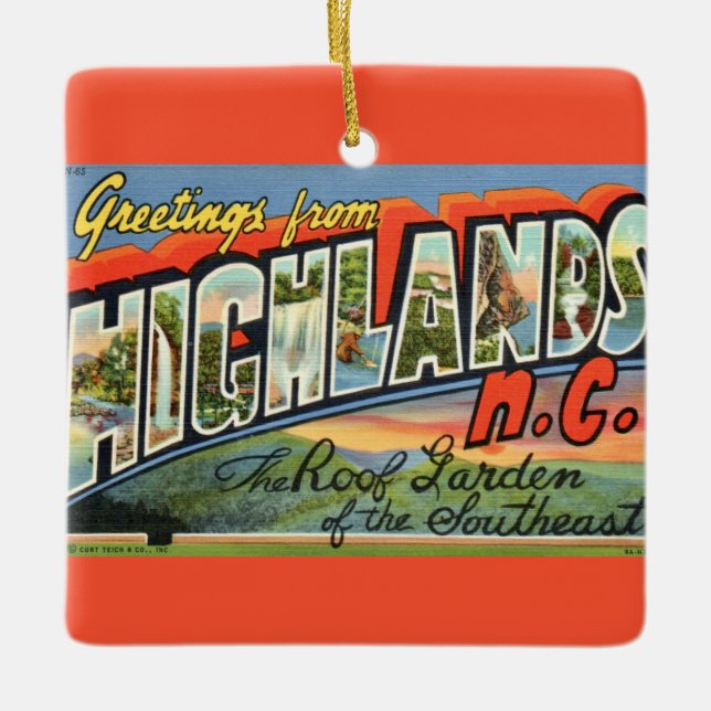 Highlands NC vykort prydnad Julgransprydnad Keramik (Framsida)