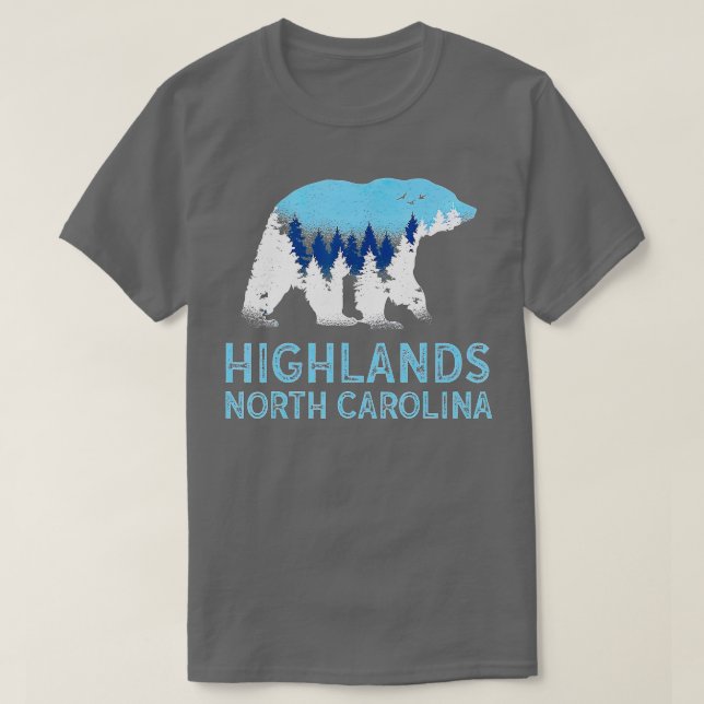 Highlands North Carolina NC Bear Blue Ridge Mounta T Shirt (Design framsida)
