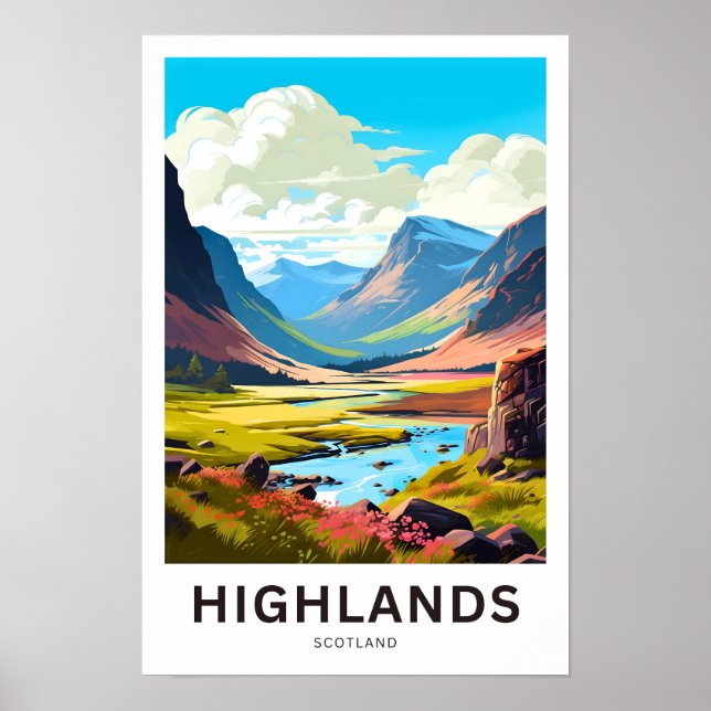 Highlands Scotland Travel Print Poster (Framsidan)