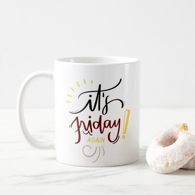 Highlight Färgglad "Det är fredag igen" Kaffemugg (Med munk)