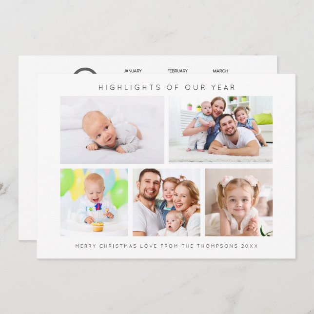 Highlights of Year 5 Photo Calendar 2026 Christmas Julkort (Fram/baksida)