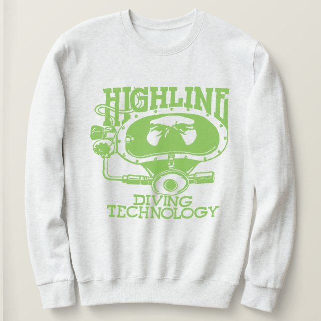 Highline Diving Tech Retro (Grön Logo) Tröja (Design framsida)