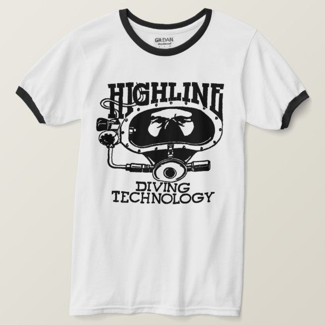 Highline Diving Tech Retro (Svart Logotyp) T Shirt (Design framsida)