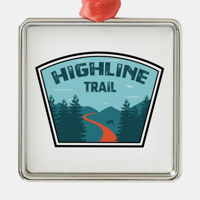 Highline Trail Glacier nationalpark Park Julgransprydnad Metall (Framsidan)