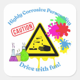 Highly Corrosive Personality Class 8 ADR Trucker Fyrkantigt Klistermärke