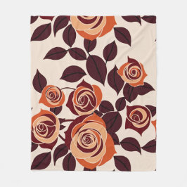 Highly Stylized Roses In Shades Of Orange Fleecefilt
