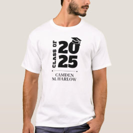 Highschool Studenten Black Cap Namn T Shirt
