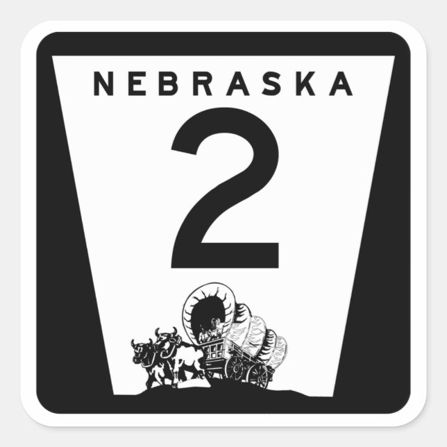 Highway 2, Nebraska, USA Fyrkantigt Klistermärke (Framsida)