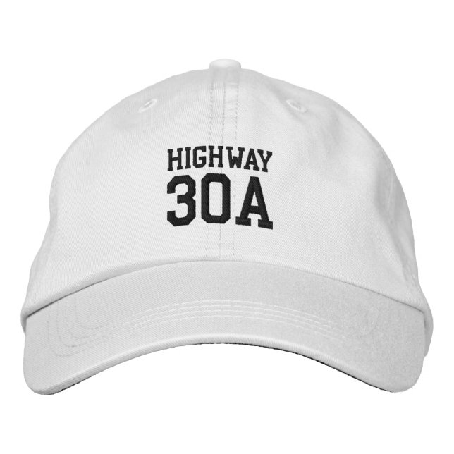 Highway 30A Embroied Baseball Hat Broderad Keps (Framsida)