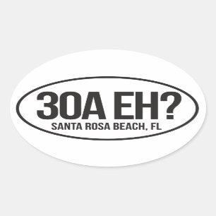 Highway 30A Florida Oval Sticker for Canadians Eh Ovalt Klistermärke
