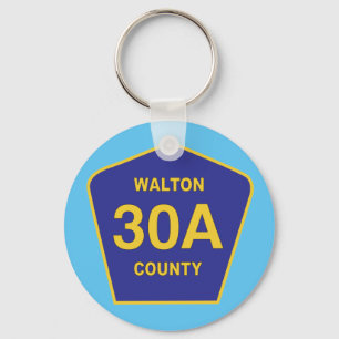 Highway 30A Walton County Florida-skylt Nyckelring