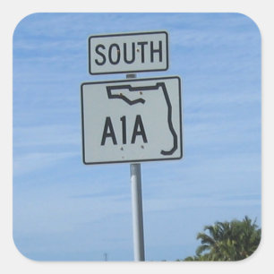 Highway A1A South-tecken i Nyckel Väster Photo Fyrkantigt Klistermärke
