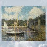 Highway Bridge i Argentina av Claude Monet Pussel<br><div class="desc">Högvägsbron i Argentina (1874) av Claude Monet är en vintage bra- konsthantverk. Ett sjölandskap till havs med båtar, segelbåtar och en bro över floden Seine. Om konstnären: Claude Monet (1840-1926) var en av grundarna av den Fransk målningsrörelsen och de flesta av hans målningar var "en plein luft" (i det öppna...</div>