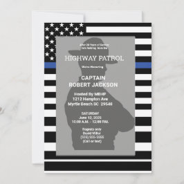 Highway Patrol Flagga Blue Line Pension Party Inbjudningar