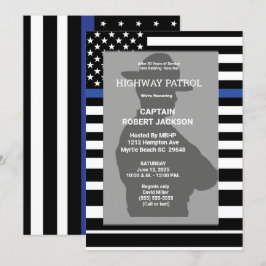 Highway Patrol Flagga Blue Line Pension Party Inbjudningar