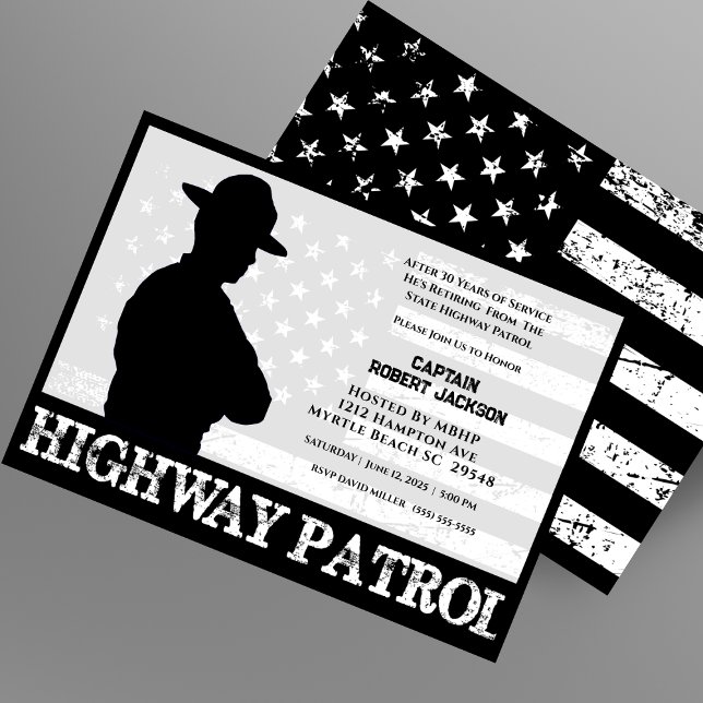 Highway Patrol Flagga Pension Party Inbjudningar (Skapare uppladdad)