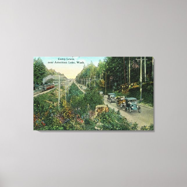 Highway Scene nära American Sjö Canvastryck (Framsida)