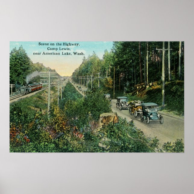 Highway Scene nära American Sjö Poster (Framsidan)