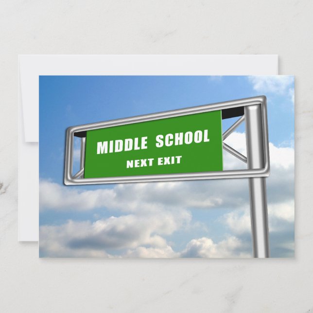 Highway Sign Studenten Mittet School Next Inbjudningar (Framsida)