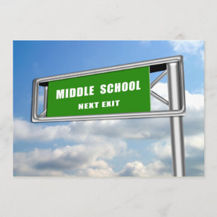 Highway Sign Studenten Mittet School Next Inbjudningar