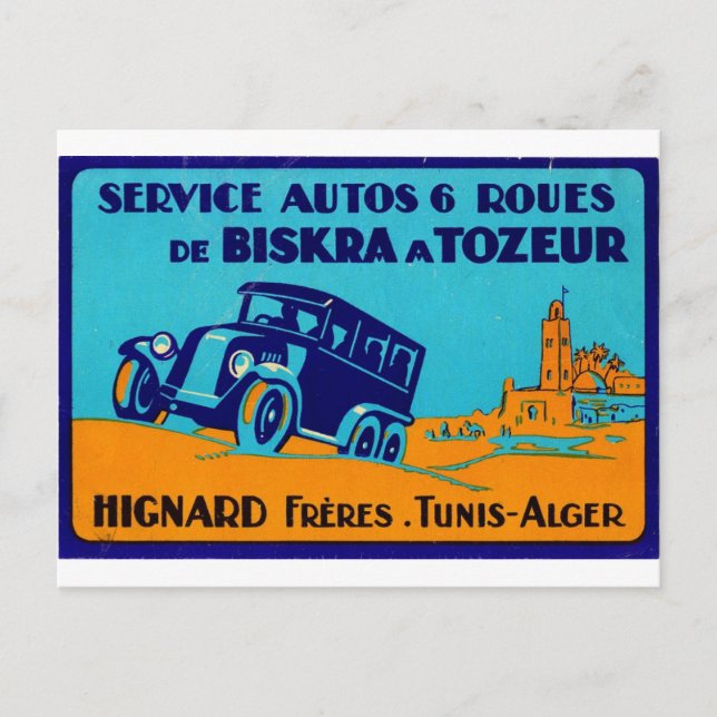 Hignard Frere Tunis retro Label Postcatd Vykort (Framsida)