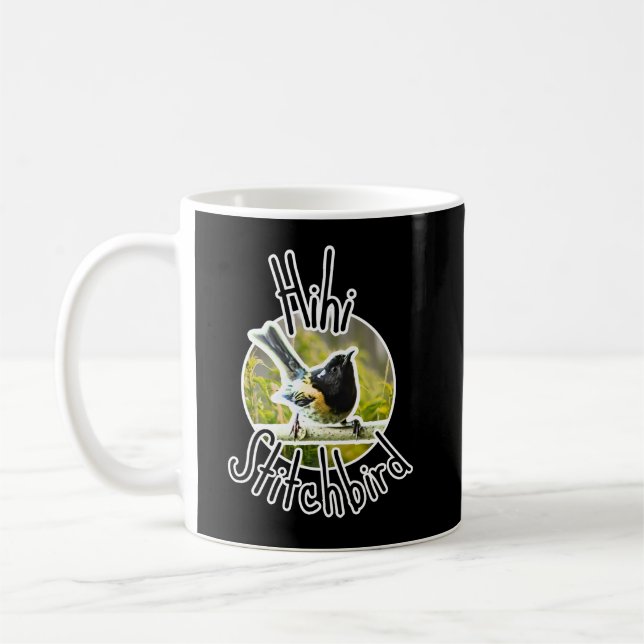 Hihi stitchbird - utrotningshotad nz hihi-fågel kaffemugg (Vänster)