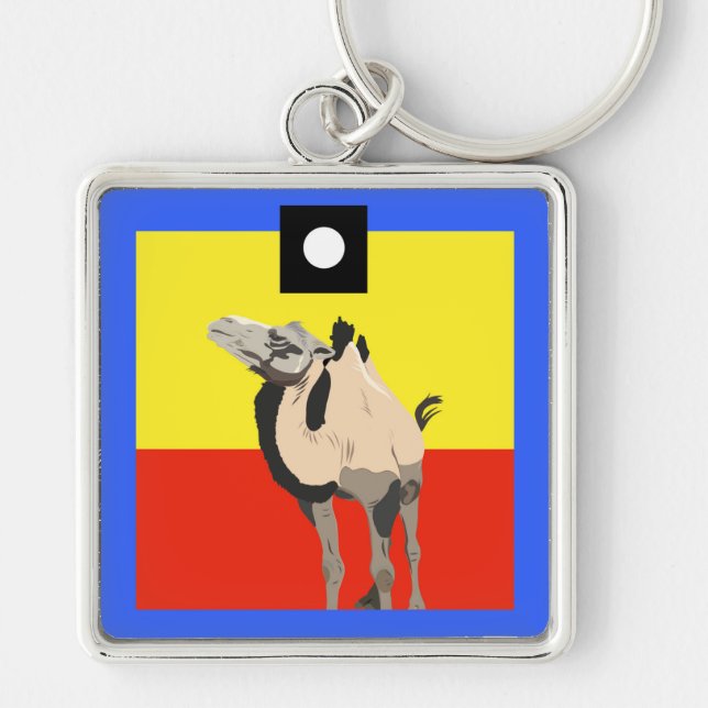 HiHo Square Fyrkantig Silverfärgad Nyckelring (Framsidan)