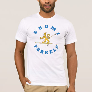 Hiihtävä suomileijona - Suomi Perkele - t-paita Tee Shirt