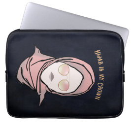 Hijab är min Krona Illustration Black Brown Guld Laptop Fodral