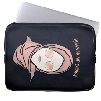 Hijab är min Krona Illustration Black Brown Guld Laptop Fodral